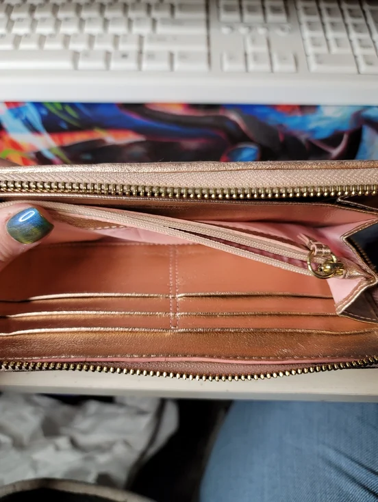 Coach Signature Long Wallet Total Pattern Canvas Beige And Rose Gold - Picture 7 of 14